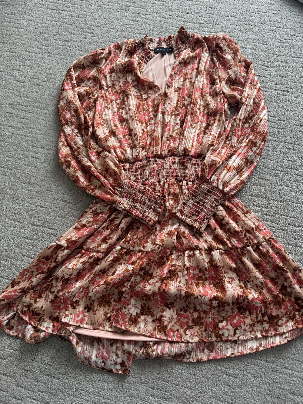 Floral Smocked Waist Mini Dress - Pink Multi